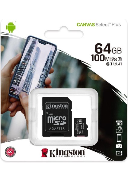 64GB MICRO SD CANVAS PLUS KINGSTON SDCS2/64GB