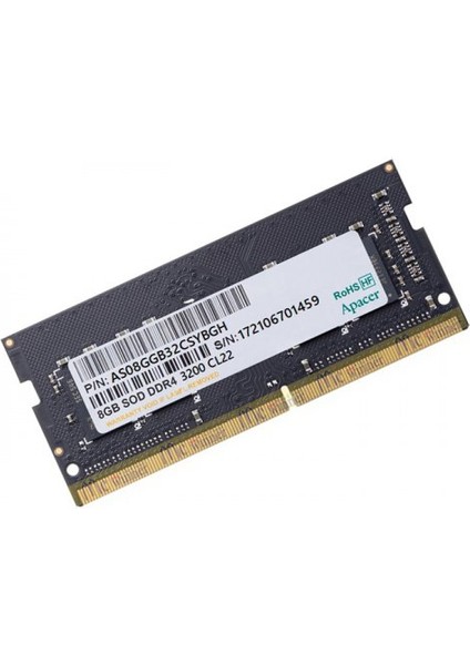 8GB (1x8GB) 3200Mhz CL22 DDR4 Notebook SODIMM Ram (ES.08G21.GSH)