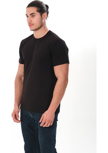 Erkek Bisiklet Yaka Tişört Regular Fit Pamuk Basic T-Shirt