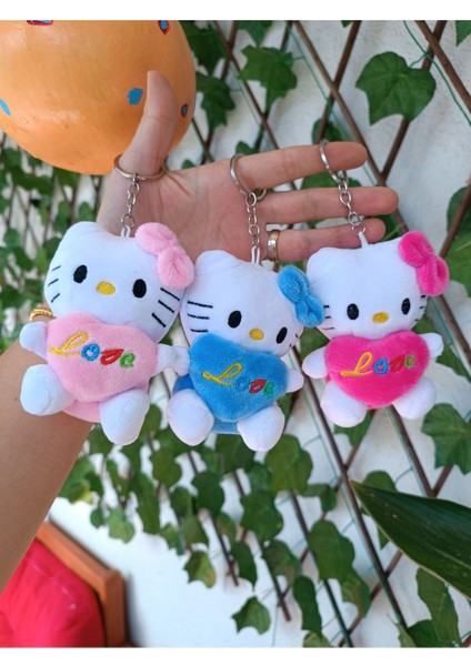 Mavi Renk Pelüş Hello Kitty Sanrio Maskot Anahtarlık ve Çanta Süsü Kawaii Anime Love