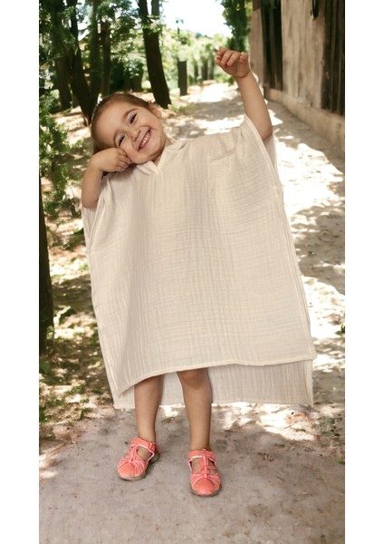 4 Katlı Organik Muslin Bebek ve Çocuk Kapüşonlu Plaj Pançosu Banyo Havlu Pamuk modelleri