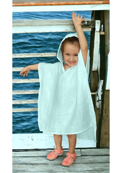 4 Katlı Organik Muslin Bebek ve Çocuk Kapüşonlu Plaj Pançosu Banyo Havlu %100 Pamuk modelleri