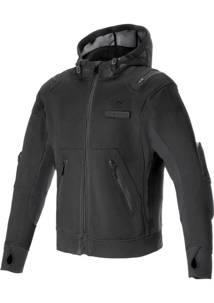 Moflow Air Tech Hoodie Korumalı Motosiklet Montu Siyah / Siyah