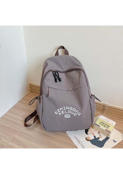 Schoolbag Kadın Üniversite Öğrencisi Hafif Yumuşak Kumaş Sırt Çantası Bayanlar Basit Seyahat Hafif Sırt Çantası (Yurt Dışından)