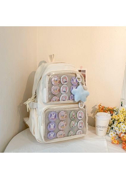 Büyük Kapasiteli Şeffaf Sırt Çantası Orman Tarzı Kolej Tarzı Dıy Dekoratif Yüksek Değerli Ilkokul ve Ortaokul Öğrencileri Için Sırt Çantası (Yurt Dışından)