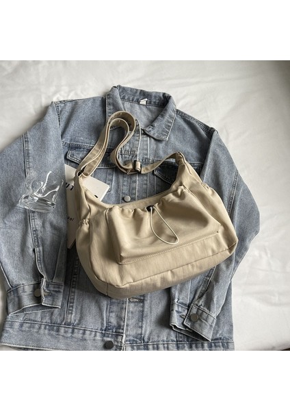 Basit Rahat Crossbody Çanta Kadın Trendy Çok Yönlü Kanvas Çanta Büyük Kapasiteli Depolama Işe Gidip Geliş Omuz Spor Seyahat Çantası (Yurt Dışından)