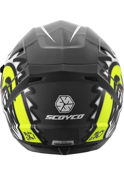 FF-869 Shark Siyah-Gri-Neon Güneş Vizörlü Kapalı Kask indirimleri