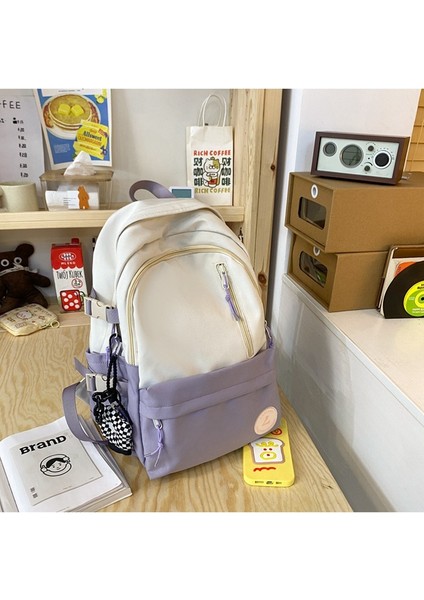 Bayan Lise Öğrencileri Için Okul Çantaları, Basit Renk Uyumlu Sırt Çantaları, Ortaokul Öğrencileri Için Geniş Kapasiteli Sırt Çantaları, Erkekler Için (Yurt Dışından)