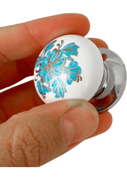 15 Adet Mavi Ortanca Polimer Kulpları Düğme Çiçek Desenli Beyaz Krom Tablalı Mobilya Mutfak Dolabı Çekmece Kulpu Kulbu fırsatları