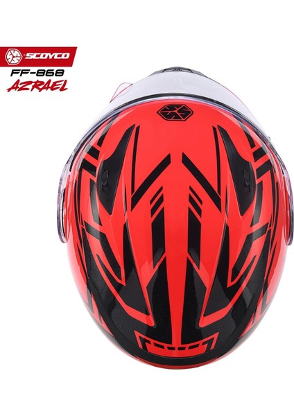 FF-868 Azrael Kırmızı-Siyah Çene Açılır Güneş Vizörlü Kask
