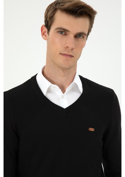 Erkek Siyah Kazak /Triko 50297063-VR046 fiyatları