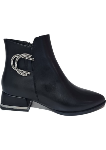 Kısa Topuklu cc Taşlı Aksesuarlı Kadın Bot 573300-Z