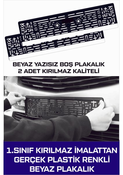 Oto Plakalık Beyaz Yazısız Boş Plakalık 2 Adet Takmatik Esnek Kırılmaz Plakalık