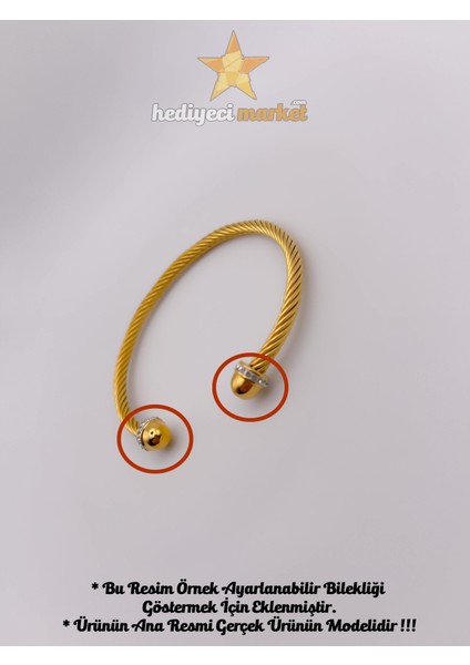 Hediyeci Market 316 L Gold Paslanmaz Burgu Çelik Bileklik - HMÇB-0006