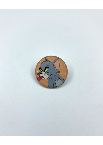 Tom ve Jerry Temalı Parlak Baskılı 4'lü Metal Rozet Seti