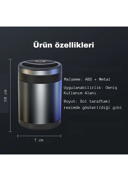 Araç Ev Ofis LED Işıklı Sensörlü Kapaklı Koku Engelleyen Küllük fiyatları