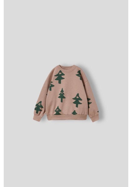 Yeni Sezon 3 Iplik Mini Figür Çam Ağacı Desen Mini Figürlü Sweatshirt Eşofman Alt Üst Takım 2 Parça