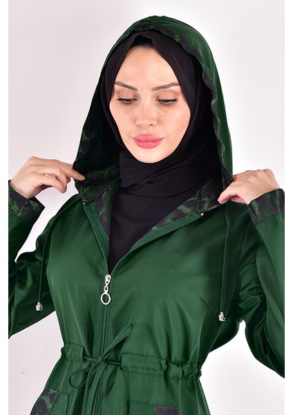 Kadın Giyim Moda Leopar Desenli Kapuşonlu Ferace 2411 fırsatları