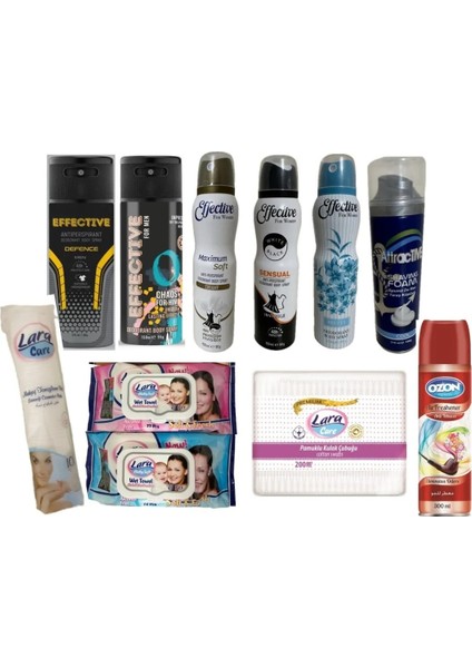 Kozmetik Sepeti - Deodorant, Islak M., Traş Köpüğü, Kulak Ç., Makyaj Pedi, Temizleyici Sprey