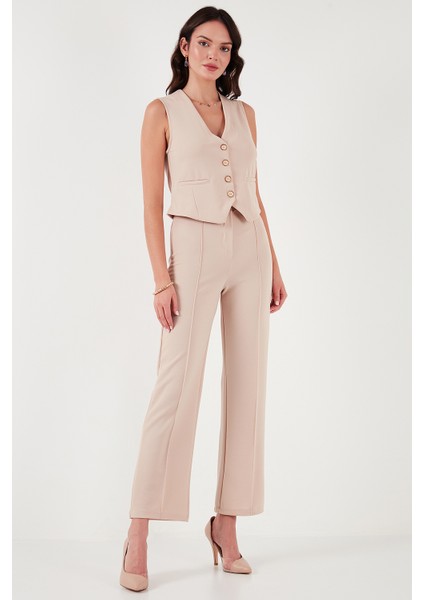 Streç Fitted Fit V Yaka Düğmeli Yelek Bayan Yelek 5865971 fırsatları