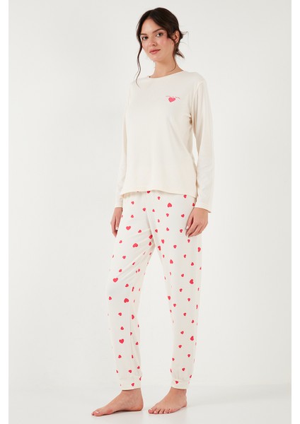 Streç Regular Fit Beli Lastikli Bisiklet Yaka Pijama Takımı Kadın Pijama Takımı 65714101