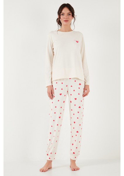 Streç Regular Fit Beli Lastikli Bisiklet Yaka Pijama Takımı Kadın Pijama Takımı 65714101