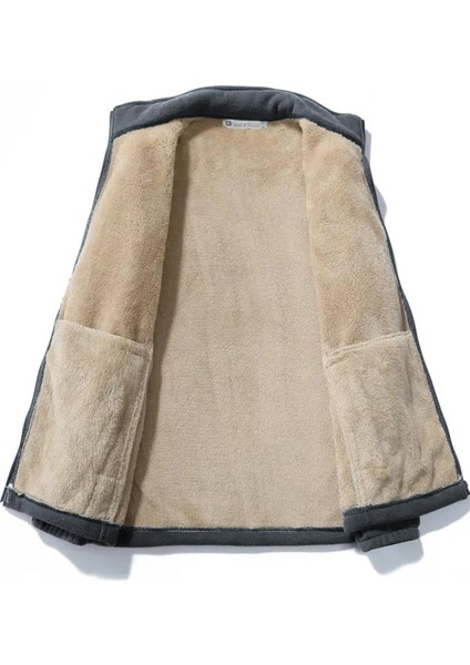 Erkek Ultra Isı Peluş Astarlı Cepli Tam Fermuarlı Polar Ceket fırsatları