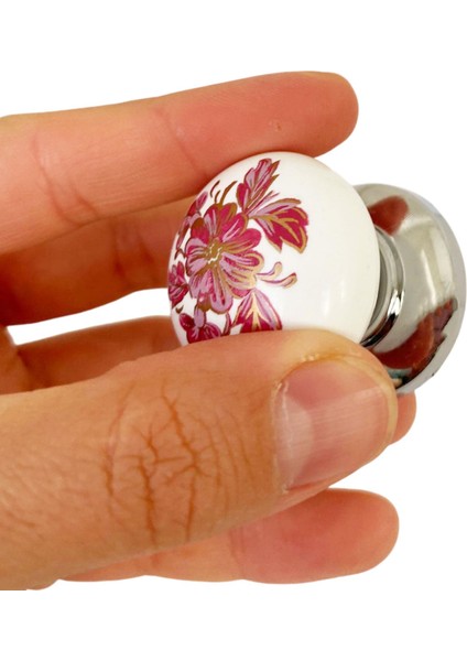 15 Adet Pembe Beyaz Ortanca Çiçek Desenli Krom Tablalı Polimer Düğme Kulp Mobilya Mutfak Dolabı Çekmece Kulpları modelleri