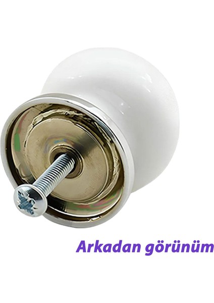 8 Adet Pembe Beyaz Ortanca Çiçek Desenli Krom Tablalı Polimer Düğme Kulp Mobilya Mutfak Dolabı Çekmece Kulpları