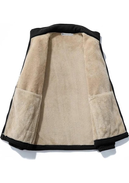 Erkek Ultra Isı Peluş Astarlı Cepli Tam Fermuarlı Polar Ceket fırsatları