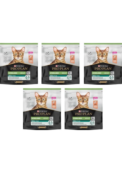 Renal Plus Sterilesed Somonlu Kısırlaştırılmış Kedi Maması 400 Gr. x 5 Paket