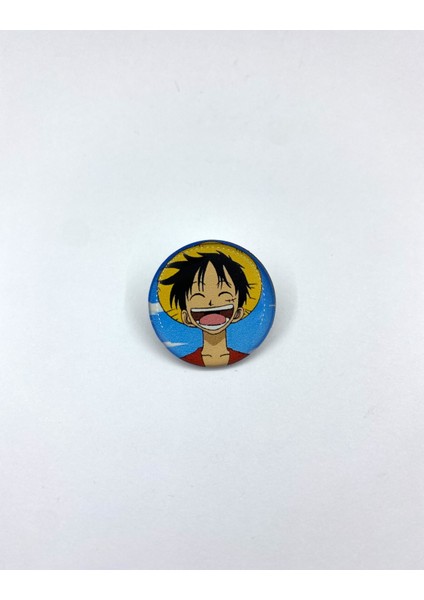 Anime One Piece Luffy Temalı 4'lü Parlak Baskılı Metal Rozet Seti