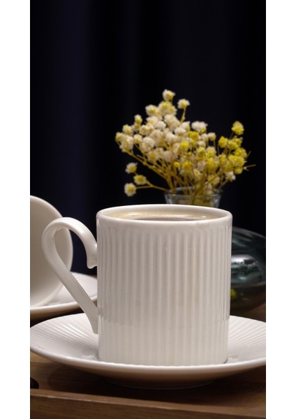 Elif 4 Parça 2 Kişilik Porselen Kahve Takımı Kırık Beyaz fiyatları