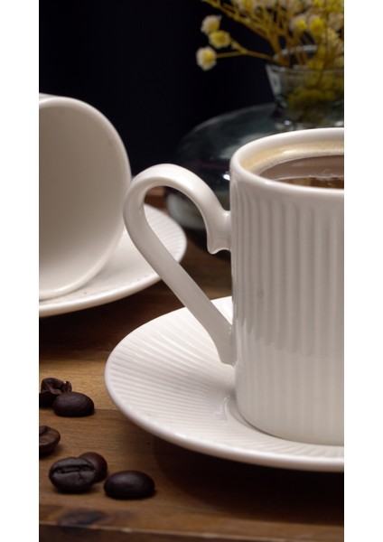 Elif 4 Parça 2 Kişilik Porselen Kahve Takımı Kırık Beyaz modelleri
