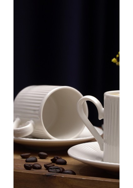 Elif 4 Parça 2 Kişilik Porselen Kahve Takımı Kırık Beyaz fırsatları