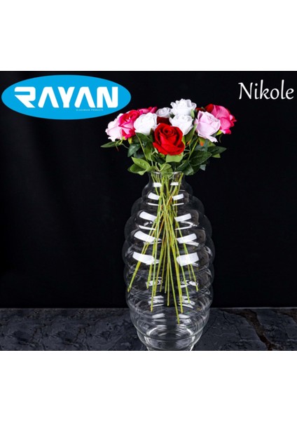 Rayan Nicole 50 cm Şık Dekoratif Cam Vazo - LKM8587-3213