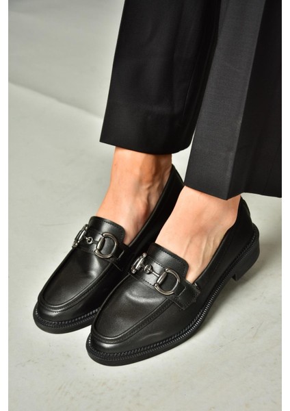 T314598009 Siyah Loafer Makosen Kadın Ayakkabı