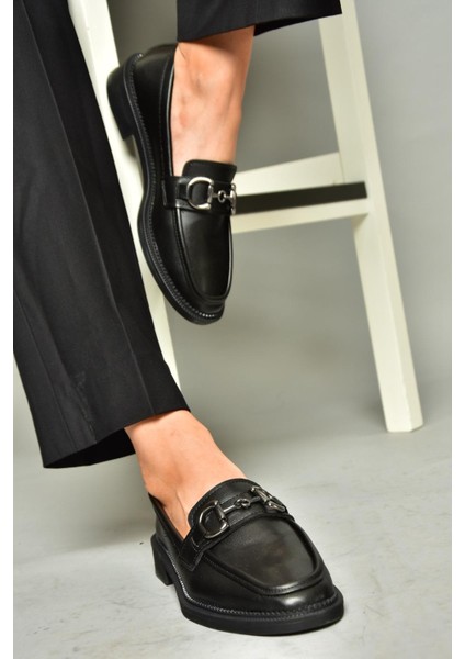 T314598009 Siyah Loafer Makosen Kadın Ayakkabı