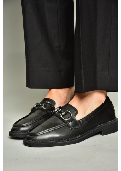 T314598009 Siyah Loafer Makosen Kadın Ayakkabı