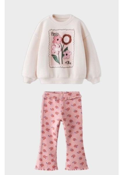 Önü Çiçek Desenli Taytlı Takım