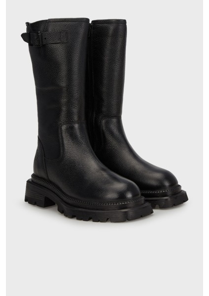 Janet Hakiki Deri Logolu Çizme Bayan Çizme 102 24650 modelleri