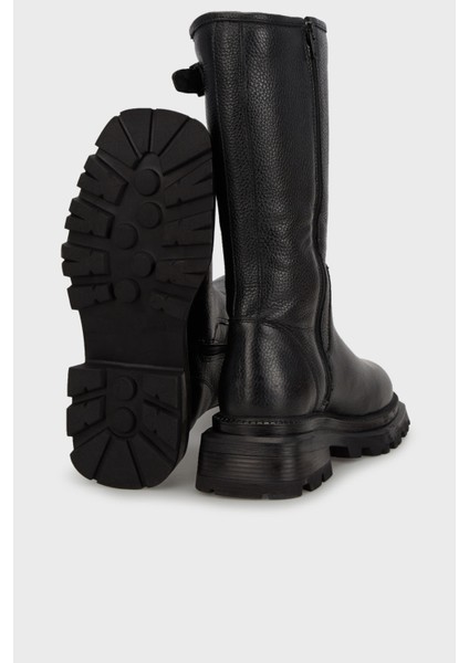 Janet Hakiki Deri Logolu Çizme Bayan Çizme 102 24650 fırsatları