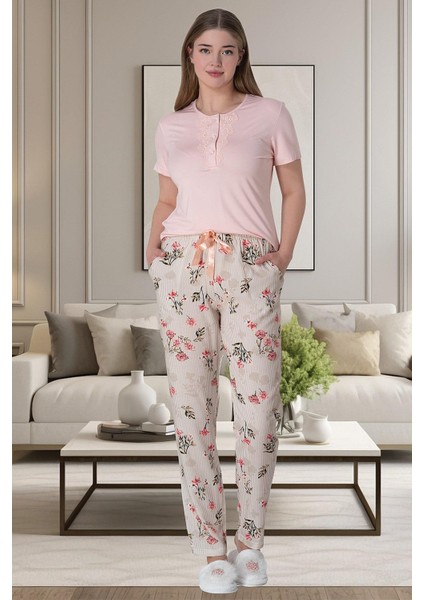 Mecit 6058 Pudra Kadın Pijama Takımı