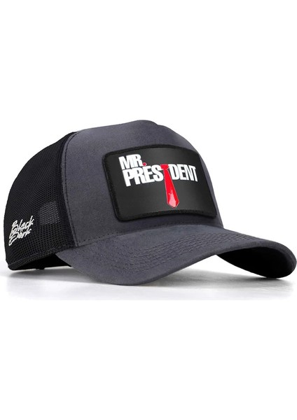 V2 Trucker Mr President - 1 Kod Logolu Unisex Antrasit-Siyah Şapka