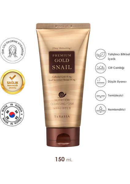 Gold & Snail Özü İçeren Akne ve Gözenek Karşıtı Temizleyici Köpük 150 ml