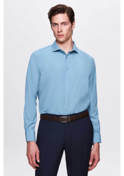 Slim Fit Petrol Italyan Yaka Dar Kesim Klasik Kravatlık Uzun Kollu Kolay Ütülenebilir Nefe 2HF02ORT5185 fiyatları
