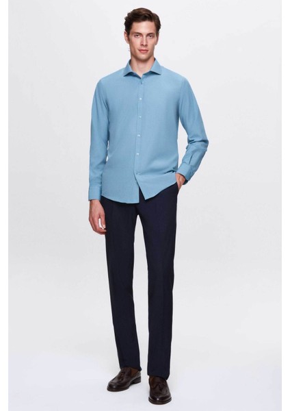 Slim Fit Petrol Italyan Yaka Dar Kesim Klasik Kravatlık Uzun Kollu Kolay Ütülenebilir Nefe 2HF02ORT5185 indirimleri