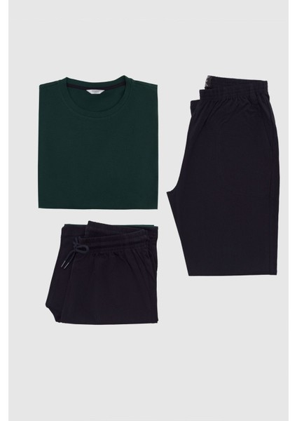 Yeşil %100 Pamuklu Kısa Kollu 3'lü Pijama Takimi 3EC84ORT05PJM indirimleri