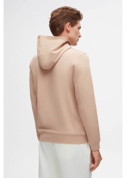 Relaxed Fit Bej Pamuklu Logo Baskılı Sweatshirt 8HCE2ORT01001