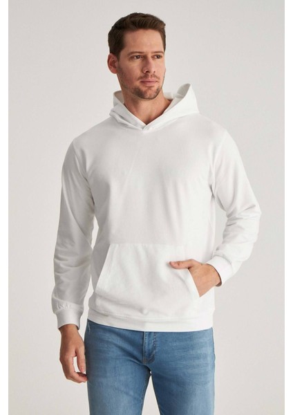Relaxed Fit Beyaz Pamuklu Logo Baskılı Sweatshirt 8HCE2ORT01001